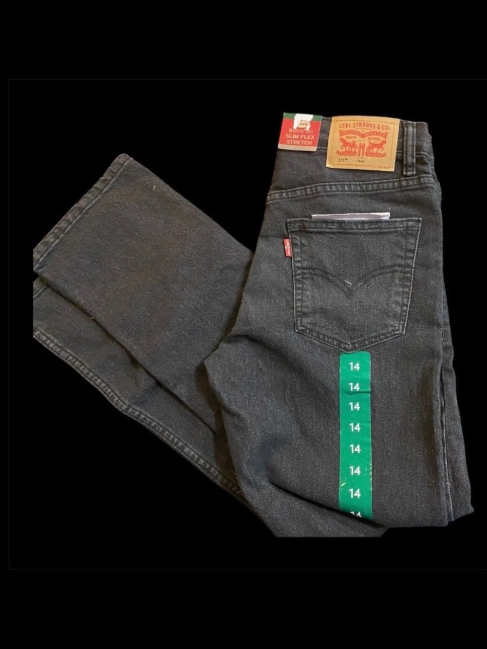 Levi's 511 Slim Flex Stretch Jeans size 14 Boys NWT Steady Rock / black